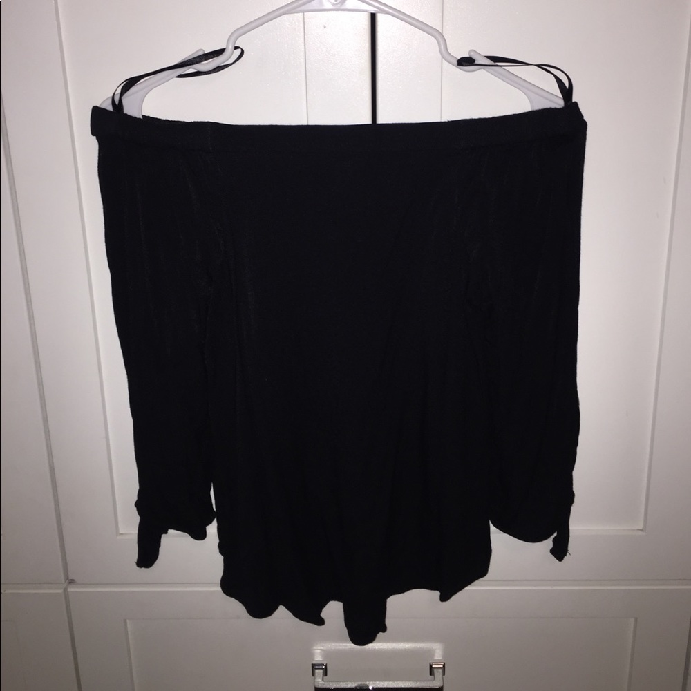 Nordstrom’s Black flowy off the shoulder top!